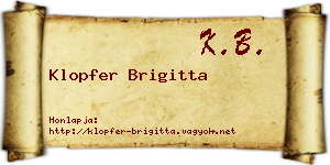 Klopfer Brigitta névjegykártya